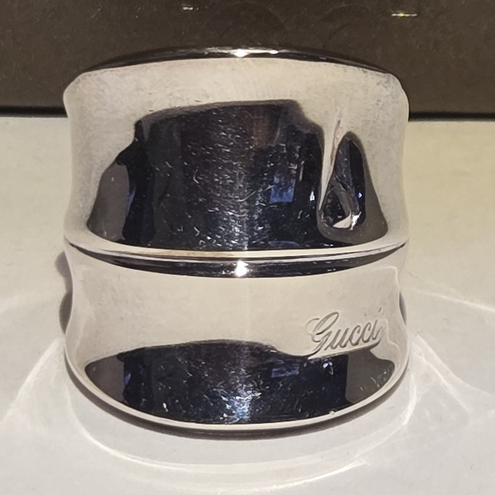 Authentic Gucci Sterling Silver Bamboo Ring Size 7 - Picture 4 of 9